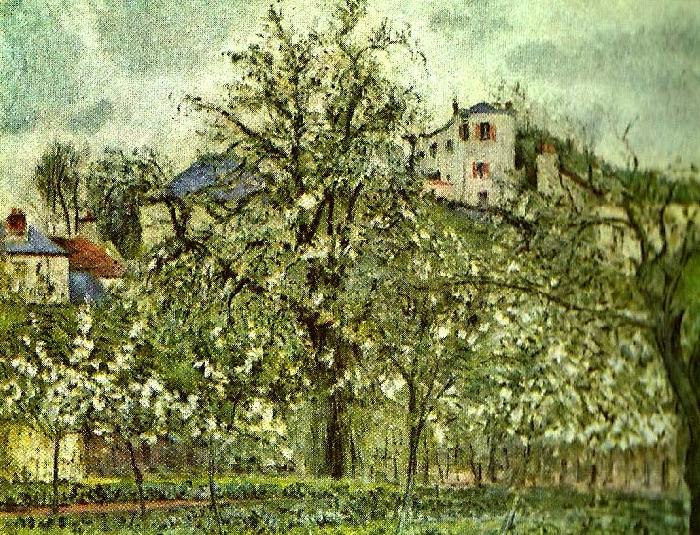 Camille Pissarro handelstradgard med blommande trad oil painting image